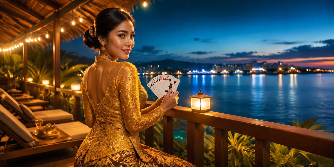 Pemain rummy berbaju kebaya di Langkawi menikmati permainan kad digital melalui platform 6800